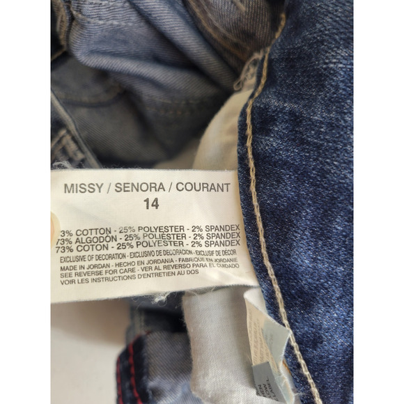 Nine West Jeans Blue Denim Vintage Boho Cuffed High Rise Cropped Women's Size 14 - Picture 7 of 12